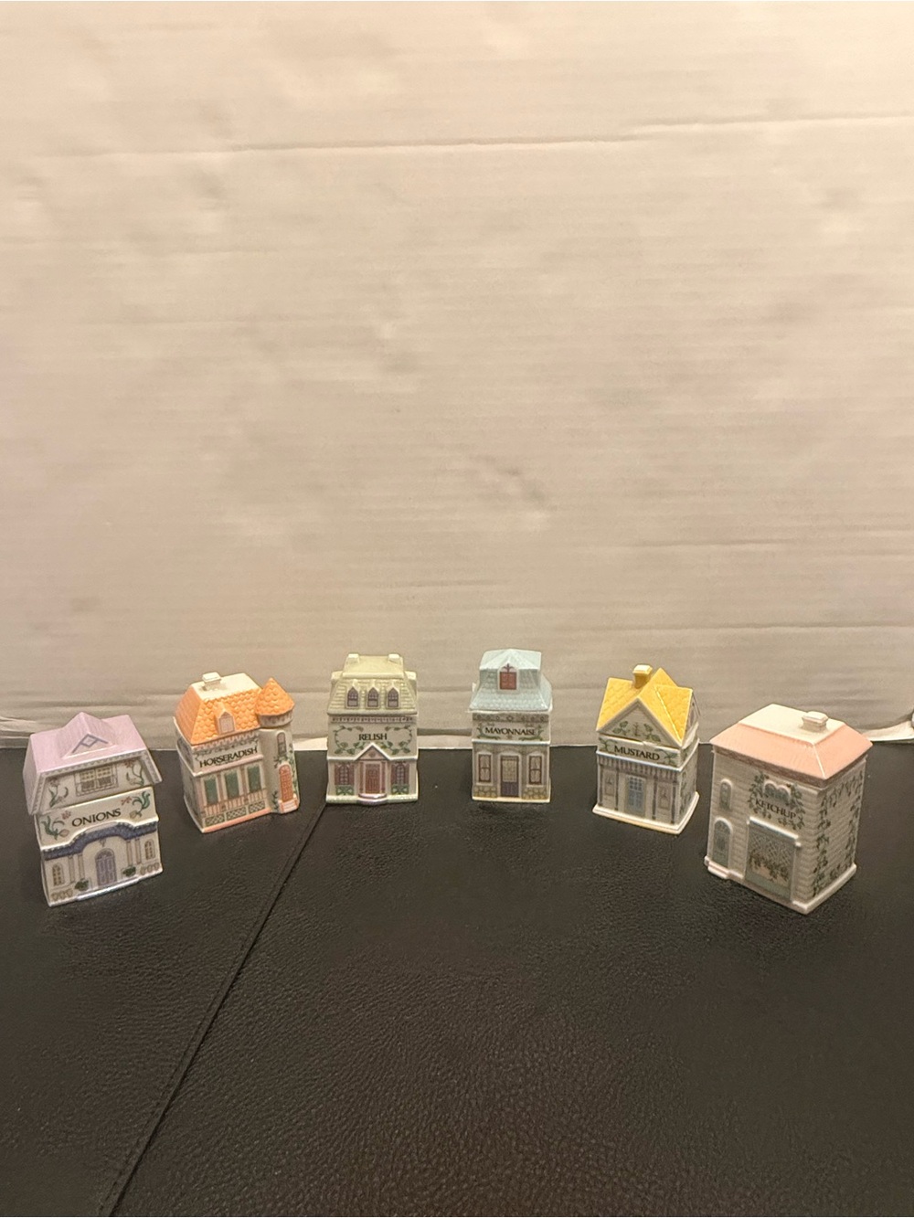 1992 Vintage Lenox Village Fine
Porcelain Condiment Houses